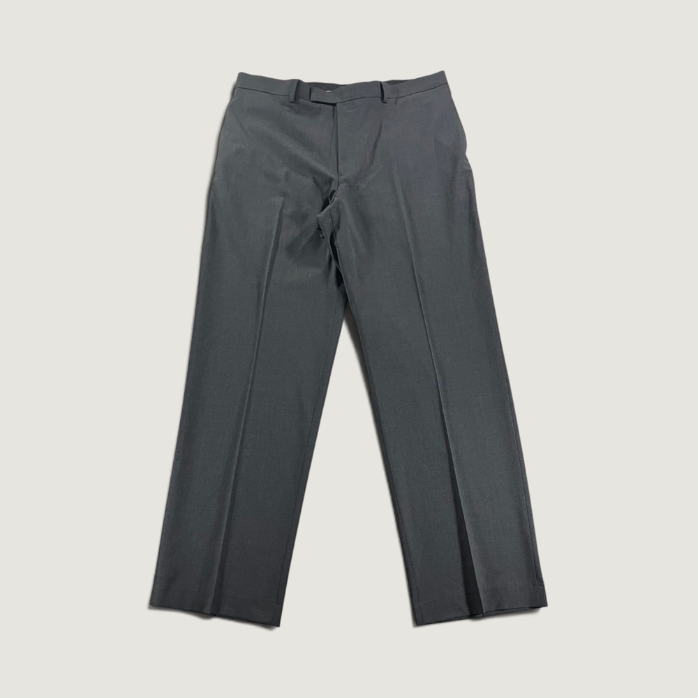AXIST Mens Premium Wool Blend Flat Front Dress Pants Charcoal Grey 36/32 NEW